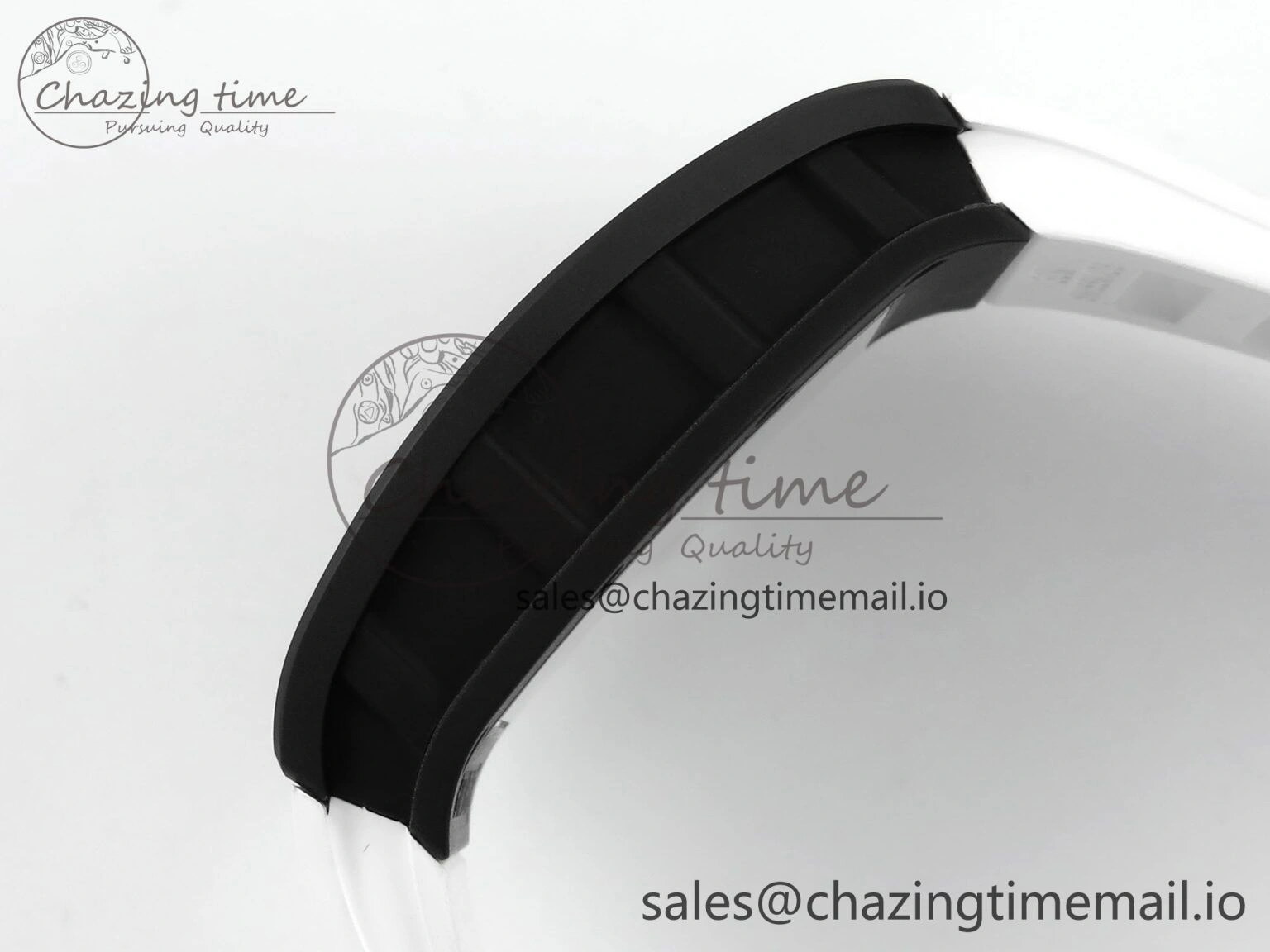 RM055 Black Ceramic RMF Best Edition White Skeleton Dial On White Rubber Strap RMUL2 Super Clone StreetReady 9219