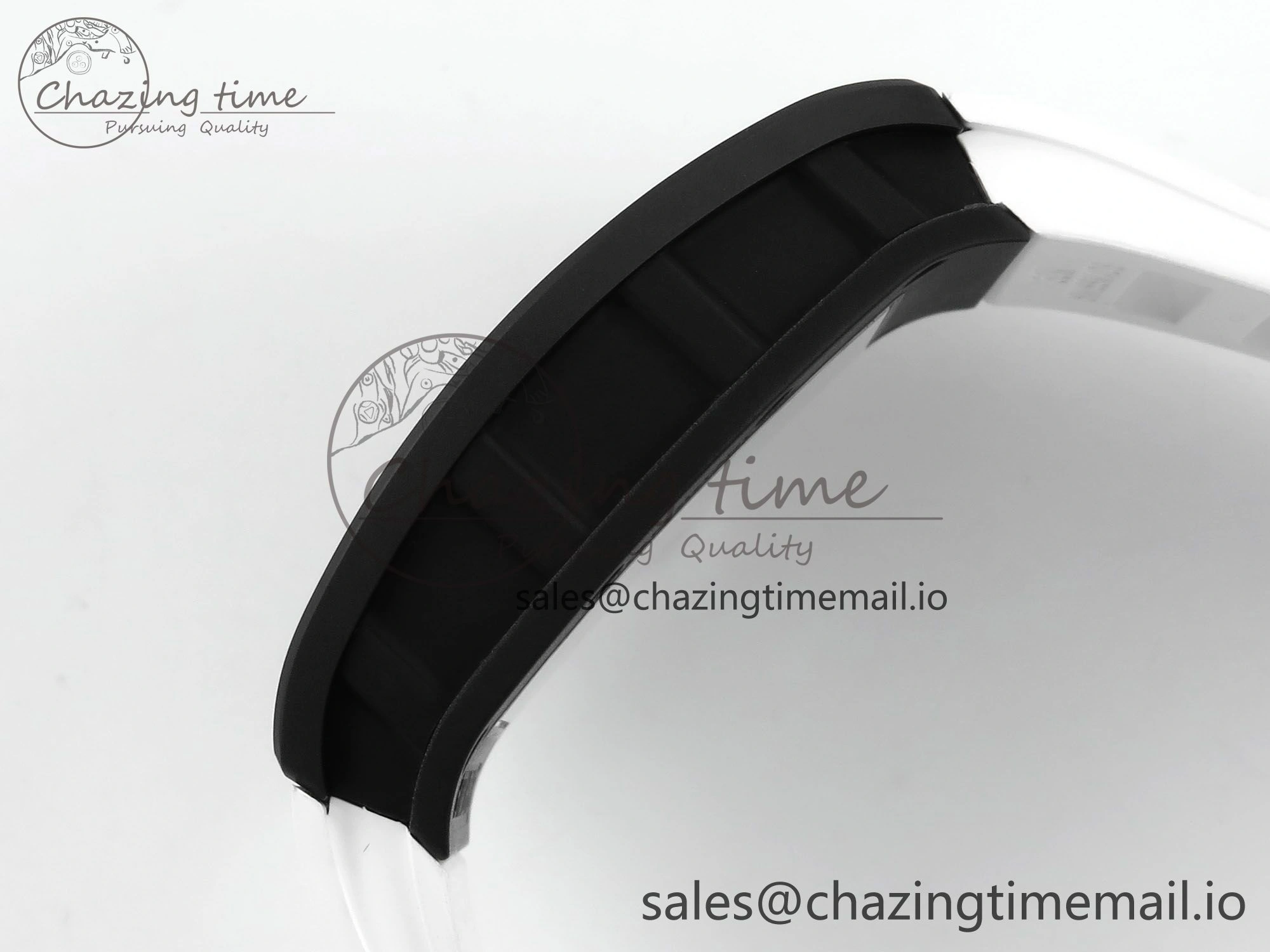 RM055 Black Ceramic RMF Best Edition White Skeleton Dial On White Rubber Strap RMUL2 Super Clone StreetReady 9219