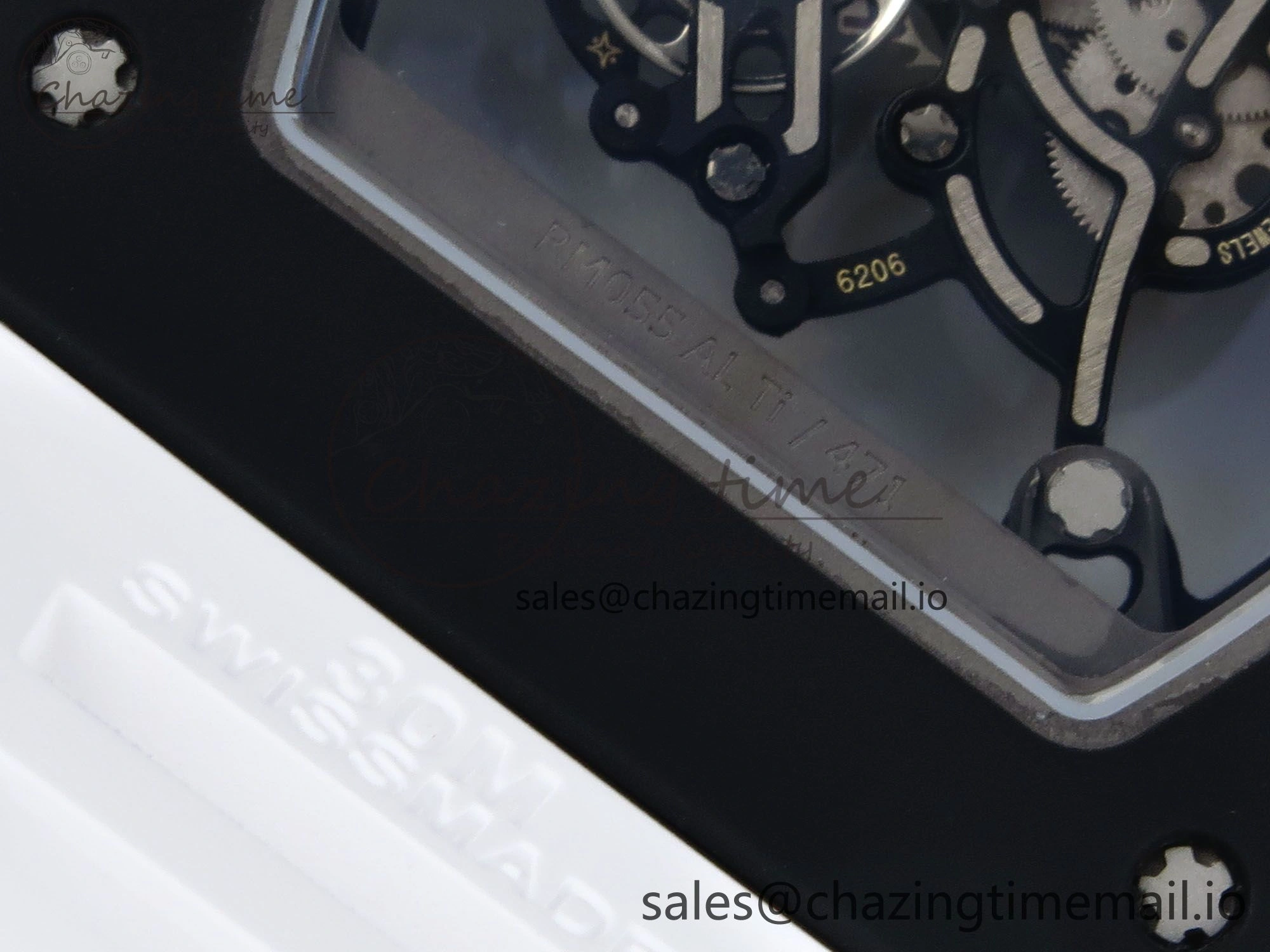 RM055 Black Ceramic RMF Best Edition White Skeleton Dial On White Rubber Strap RMUL2 Super Clone StreetReady 9219