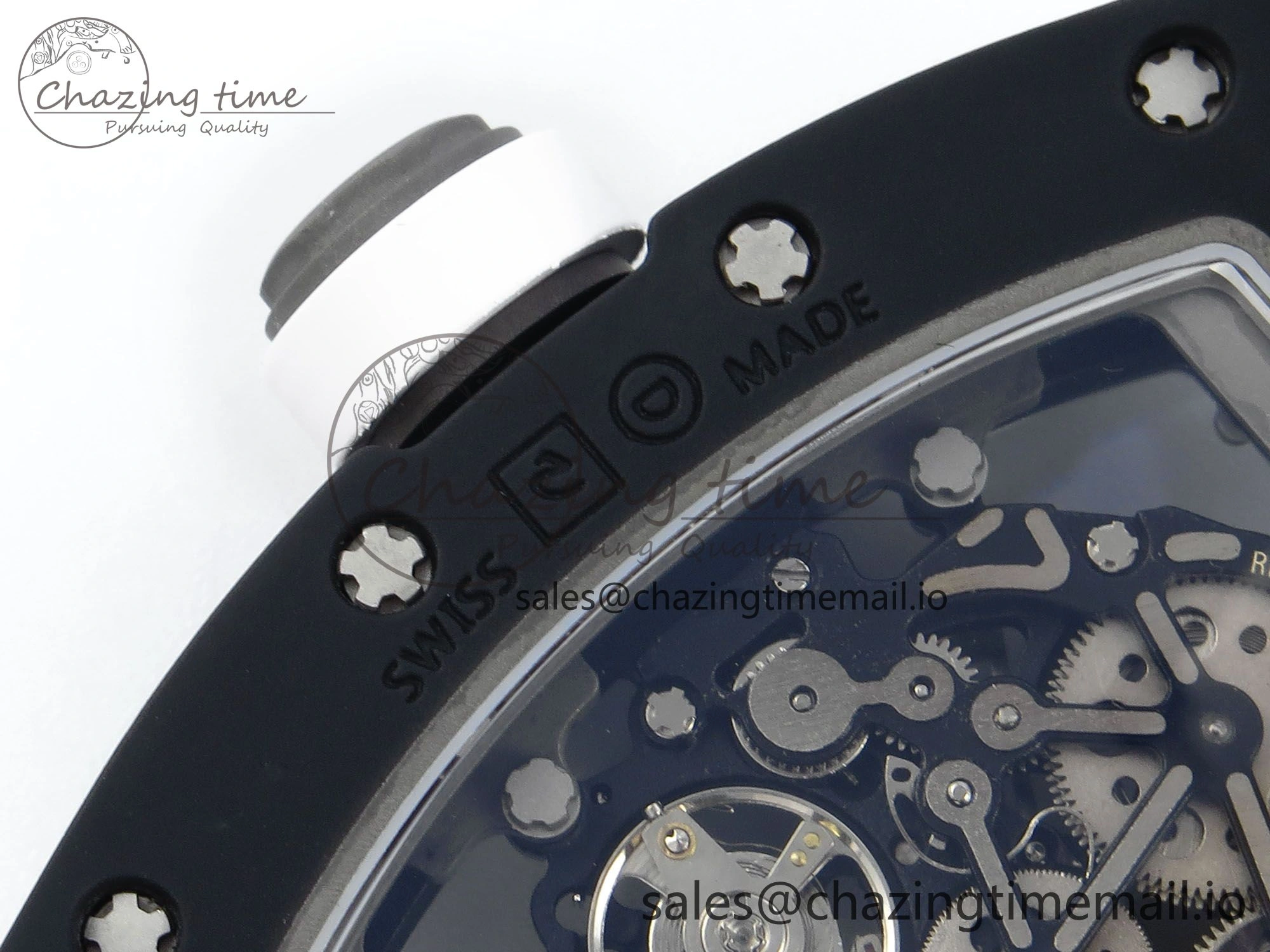 RM055 Black Ceramic RMF Best Edition White Skeleton Dial On White Rubber Strap RMUL2 Super Clone StreetReady 9219