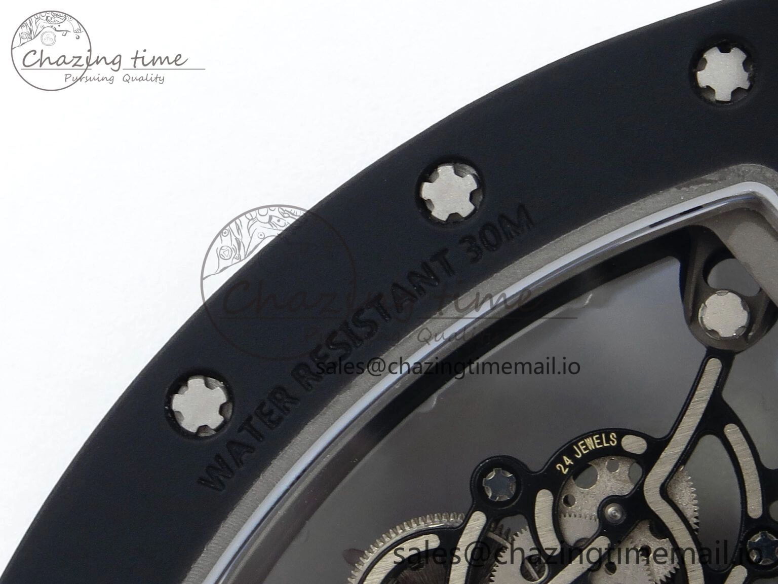 RM055 Black Ceramic RMF Best Edition White Skeleton Dial On White Rubber Strap RMUL2 Super Clone StreetReady 9219