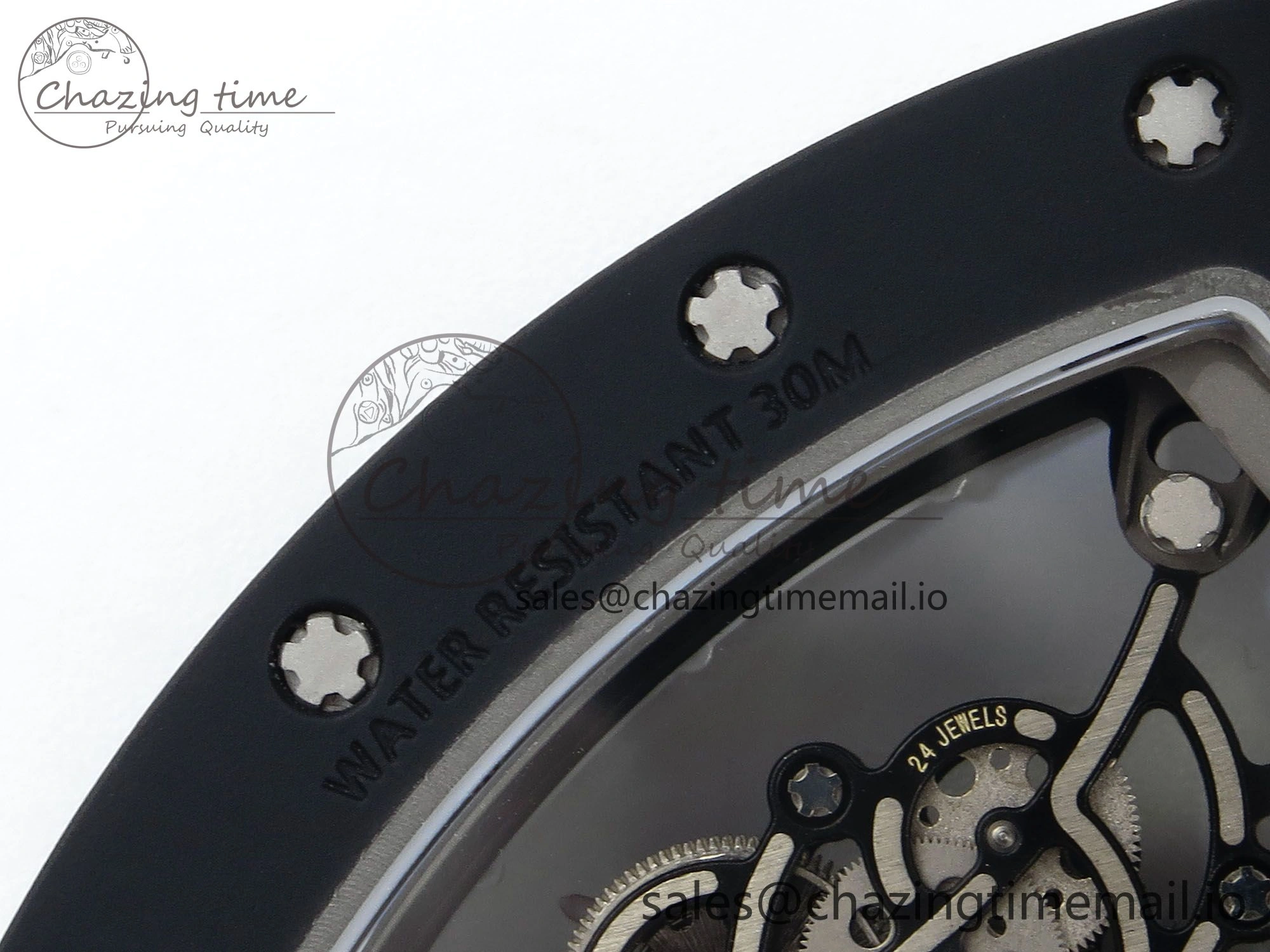 RM055 Black Ceramic RMF Best Edition White Skeleton Dial On White Rubber Strap RMUL2 Super Clone StreetReady 9219