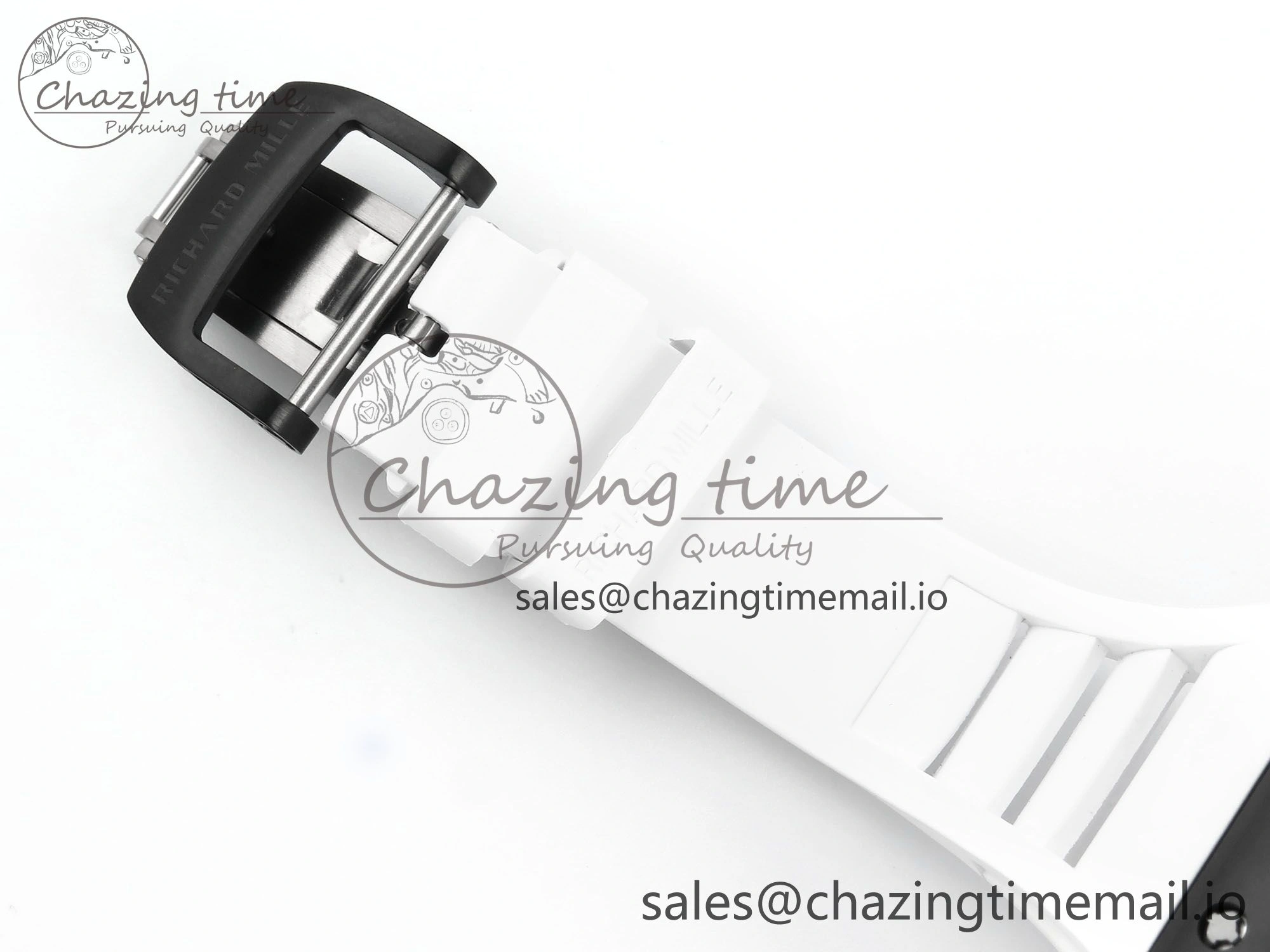RM055 Black Ceramic RMF Best Edition White Skeleton Dial On White Rubber Strap RMUL2 Super Clone StreetReady 9219
