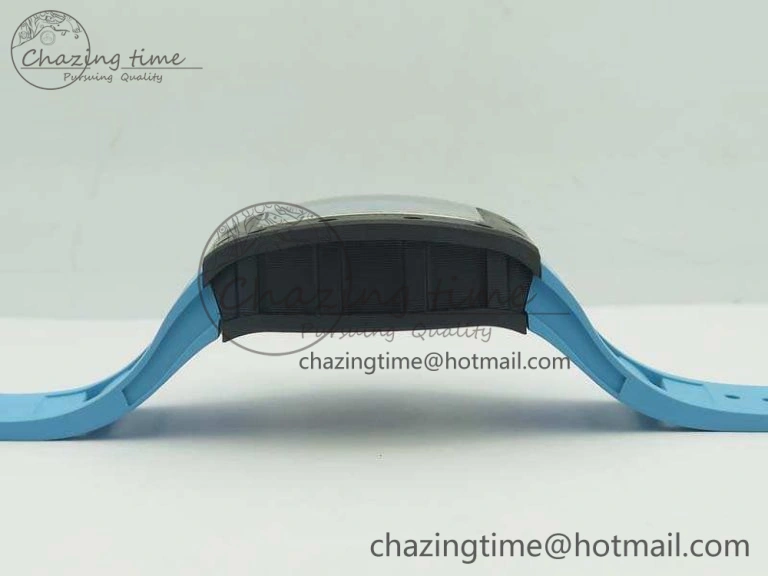 Timeless RM055 Carbon Case KVF Best Edition Skeleton Dial Blue Crown On Blue Rubber Strap MIYOTA 9495