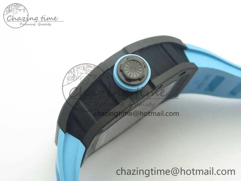 Timeless RM055 Carbon Case KVF Best Edition Skeleton Dial Blue Crown On Blue Rubber Strap MIYOTA 9495