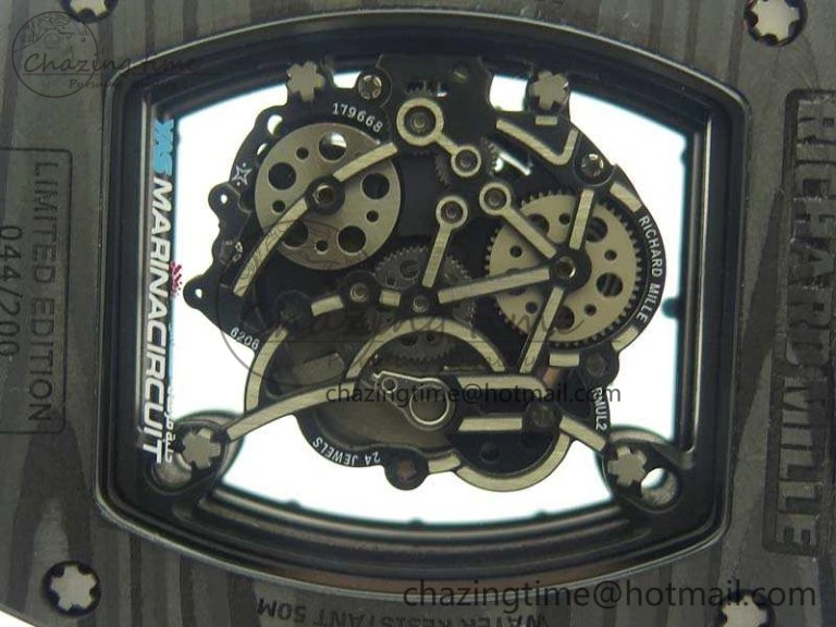 Timeless RM055 Carbon Case KVF Best Edition Skeleton Dial Blue Crown On Blue Rubber Strap MIYOTA 9495
