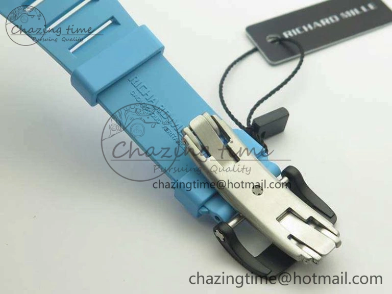 Timeless RM055 Carbon Case KVF Best Edition Skeleton Dial Blue Crown On Blue Rubber Strap MIYOTA 9495