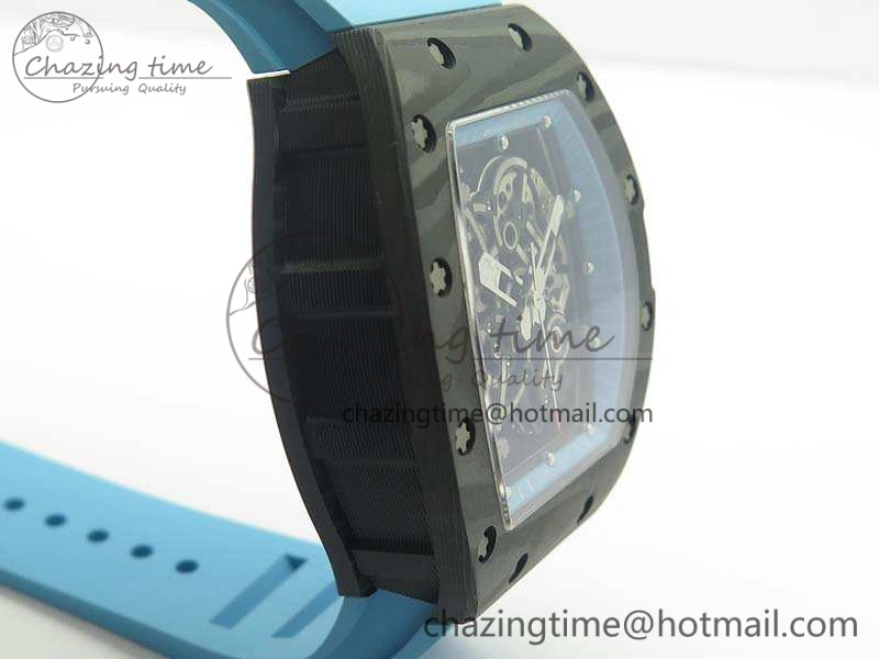 Timeless RM055 Carbon Case KVF Best Edition Skeleton Dial Blue Crown On Blue Rubber Strap MIYOTA 9495