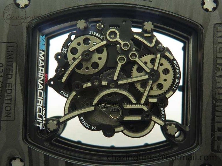 Functional RM055 Carbon Case KVF Best Edition Skeleton Dial Blue Crown On Rubber Strap MIYOTA 9496