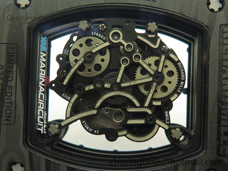 Functional RM055 Carbon Case KVF Best Edition Skeleton Dial Blue Crown On Rubber Strap MIYOTA 9496