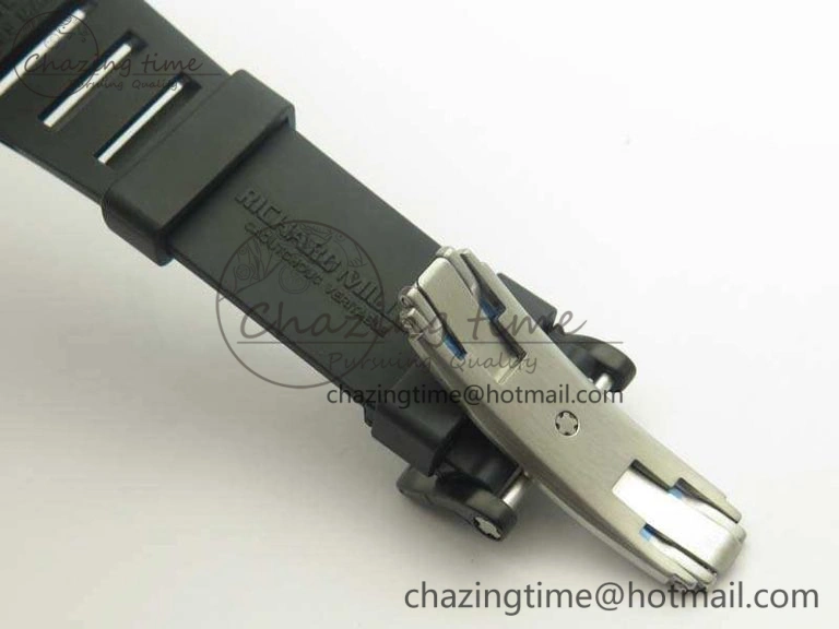 Functional RM055 Carbon Case KVF Best Edition Skeleton Dial Blue Crown On Rubber Strap MIYOTA 9496