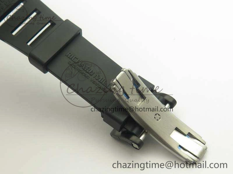 Functional RM055 Carbon Case KVF Best Edition Skeleton Dial Blue Crown On Rubber Strap MIYOTA 9496