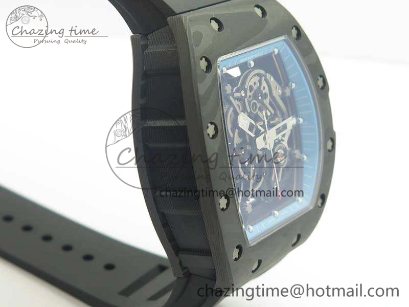 Functional RM055 Carbon Case KVF Best Edition Skeleton Dial Blue Crown On Rubber Strap MIYOTA 9496
