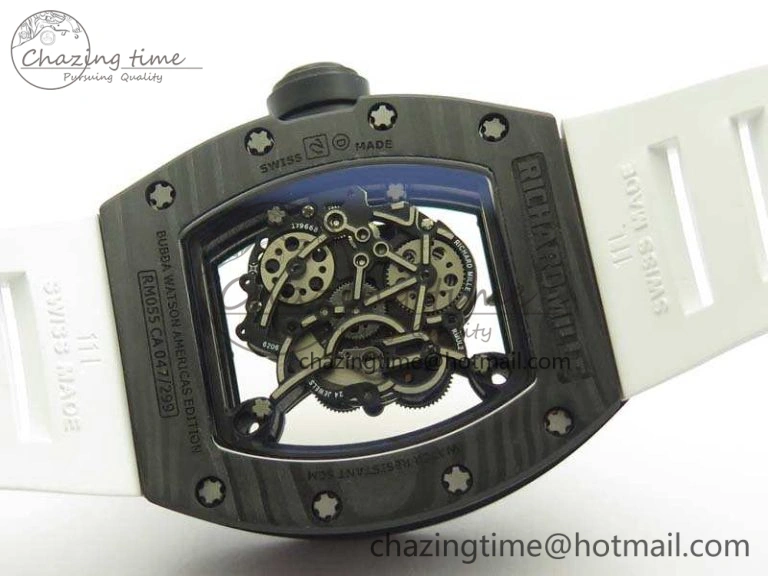 Attractive RM055 Carbon Case KVF Best Edition Skeleton Dial Gold Inner Bezel On Rubber Strap MIYOTA 9502