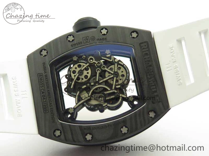 Attractive RM055 Carbon Case KVF Best Edition Skeleton Dial Gold Inner Bezel On Rubber Strap MIYOTA 9502