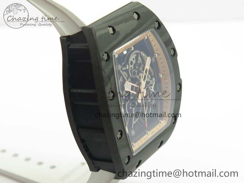 Attractive RM055 Carbon Case KVF Best Edition Skeleton Dial Gold Inner Bezel On Rubber Strap MIYOTA 9502