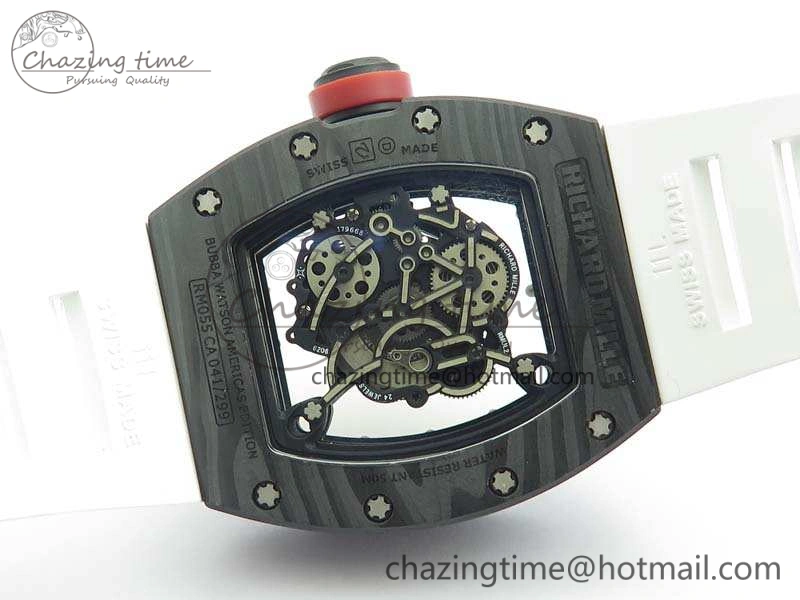 RM055 FC Case KVF Best Edition Skeleton Dial White Inner Bezel Red Crown On Rubber Strap MIYOTA Breathable 9526