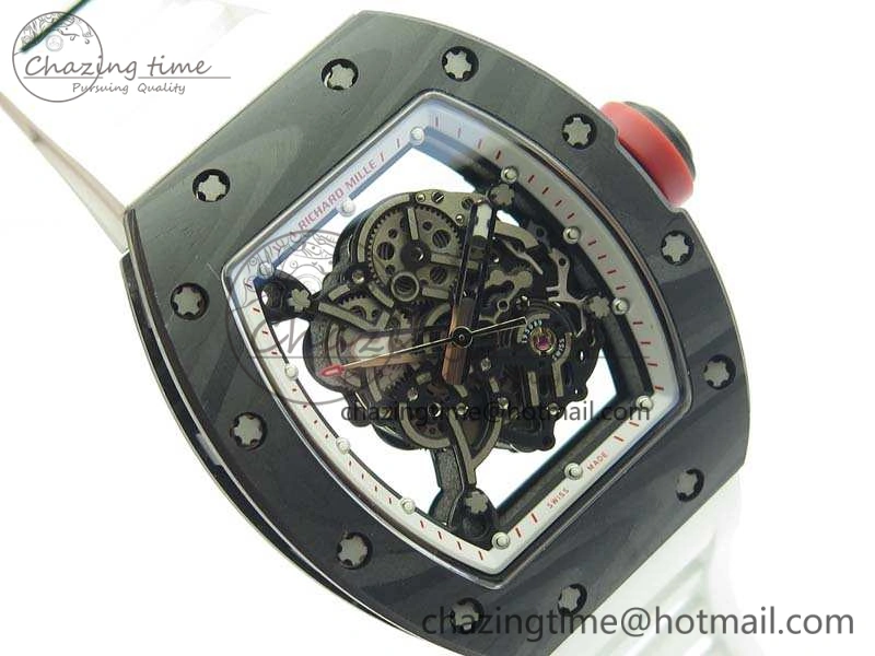RM055 FC Case KVF Best Edition Skeleton Dial White Inner Bezel Red Crown On Rubber Strap MIYOTA Breathable 9526