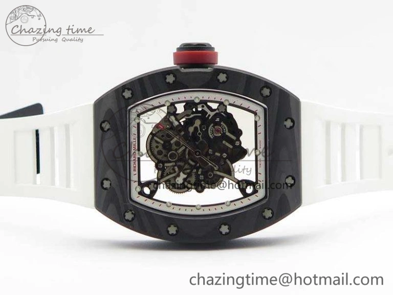 RM055 FC Case KVF Best Edition Skeleton Dial White Inner Bezel Red Crown On Rubber Strap MIYOTA Breathable 9526