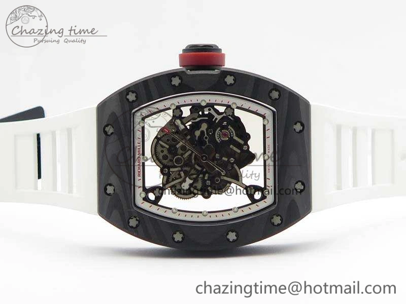 RM055 FC Case KVF Best Edition Skeleton Dial White Inner Bezel Red Crown On Rubber Strap MIYOTA Breathable 9526