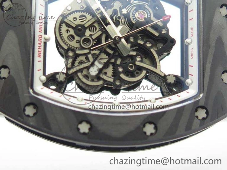 RM055 FC Case KVF Best Edition Skeleton Dial White Inner Bezel Red Crown On Rubber Strap MIYOTA Breathable 9526