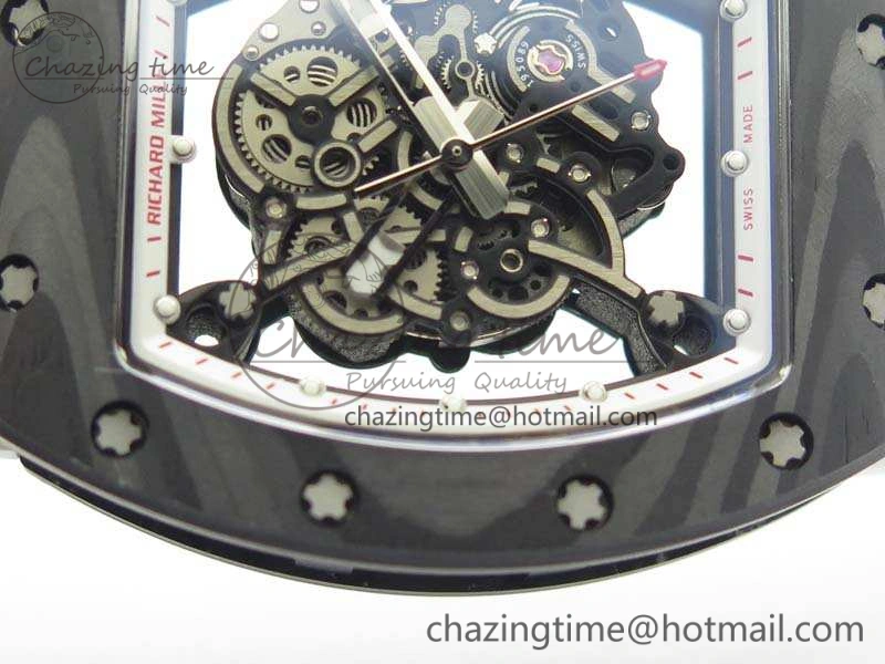 RM055 FC Case KVF Best Edition Skeleton Dial White Inner Bezel Red Crown On Rubber Strap MIYOTA Breathable 9526