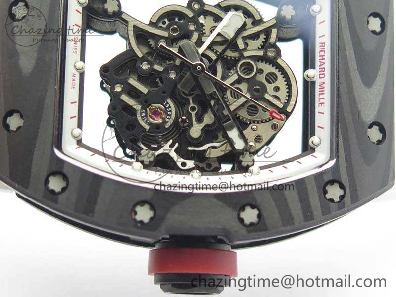 RM055 FC Case KVF Best Edition Skeleton Dial White Inner Bezel Red Crown On Rubber Strap MIYOTA Breathable 9526