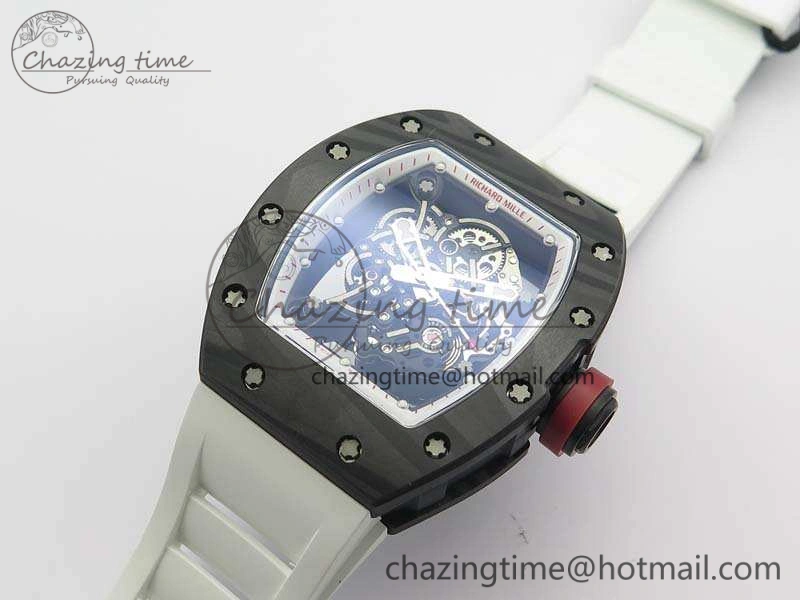 RM055 FC Case KVF Best Edition Skeleton Dial White Inner Bezel Red Crown On Rubber Strap MIYOTA Breathable 9526