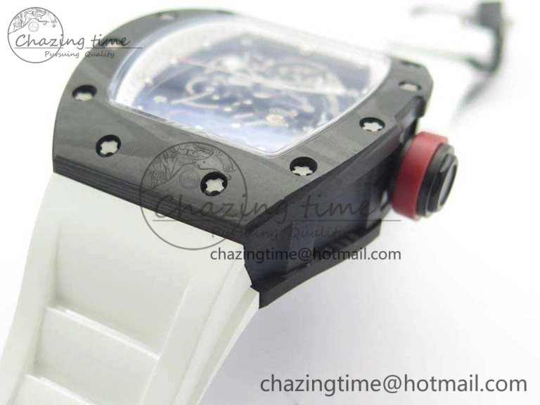 RM055 FC Case KVF Best Edition Skeleton Dial White Inner Bezel Red Crown On Rubber Strap MIYOTA Breathable 9526