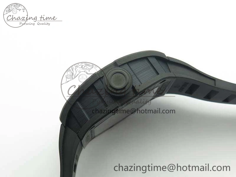 RM055 Forged Carbon Case KVF Best Edition Skeleton Dial Black Crown On Rubber Strap MIYOTA Effortless 9532