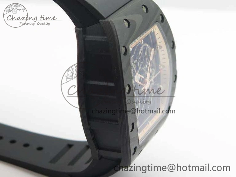 RM055 Forged Carbon Case KVF Best Edition Skeleton Dial Black Crown On Rubber Strap MIYOTA Effortless 9532