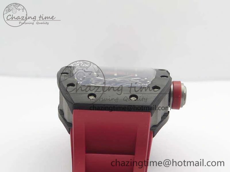 RM055 Forged Carbon Case KVF Best Edition Skeleton Dial Red Crown On Rubber Strap MIYOTA Unique 9533