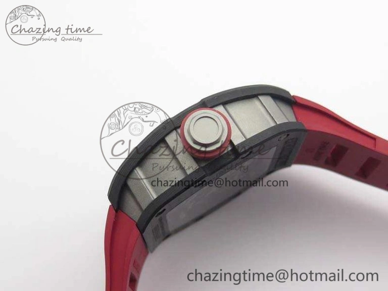 RM055 Forged Carbon Case KVF Best Edition Skeleton Dial Red Crown On Rubber Strap MIYOTA Unique 9533