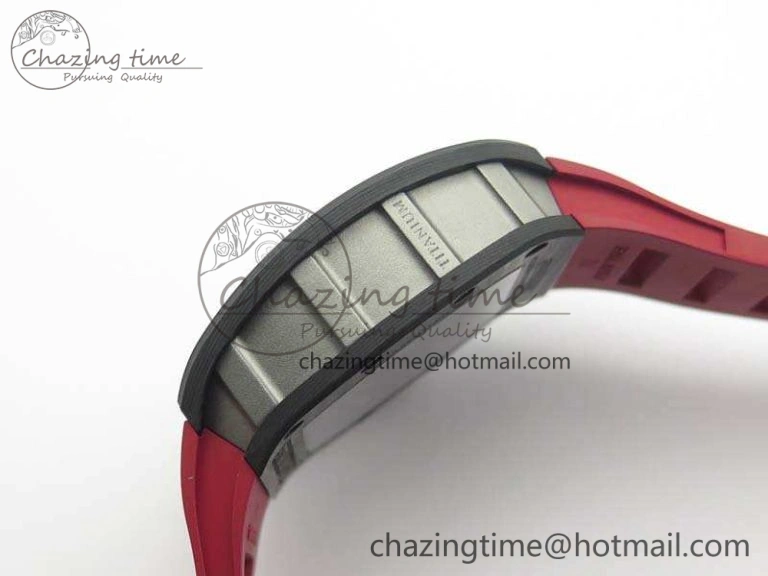 RM055 Forged Carbon Case KVF Best Edition Skeleton Dial Red Crown On Rubber Strap MIYOTA Unique 9533