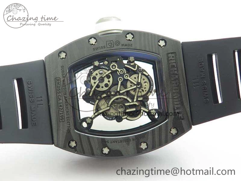 OnTrend RM055 Forged Carbon Case KVF Best Edition Skeleton Dial White Inner Bezel On Rubber Strap MIYOTA 9541