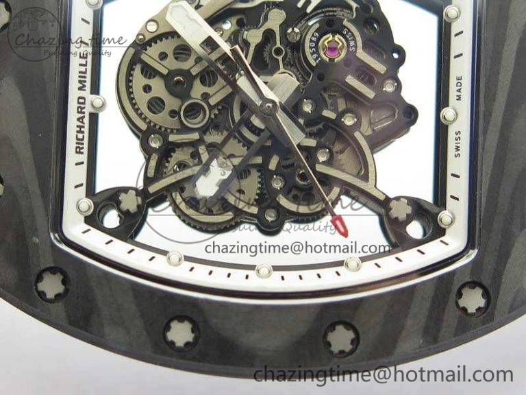 OnTrend RM055 Forged Carbon Case KVF Best Edition Skeleton Dial White Inner Bezel On Rubber Strap MIYOTA 9541