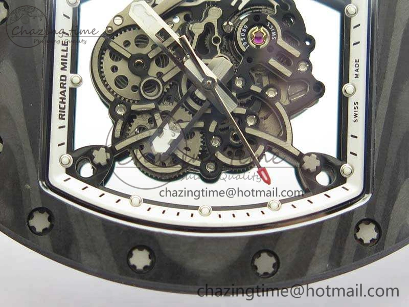 OnTrend RM055 Forged Carbon Case KVF Best Edition Skeleton Dial White Inner Bezel On Rubber Strap MIYOTA 9541