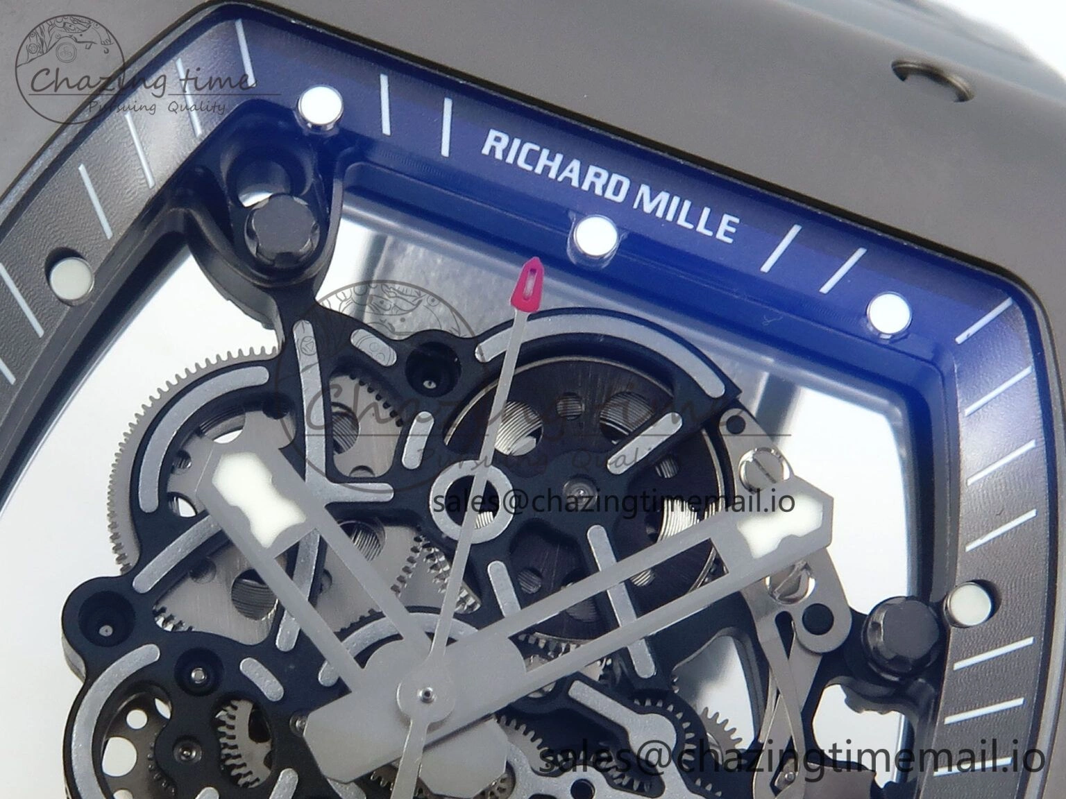 Sleek RM055 Gray Ceramic ZF 1:1 Best Edition on Gray Shark Rubber Strap RMUL2 Super Clone 9185