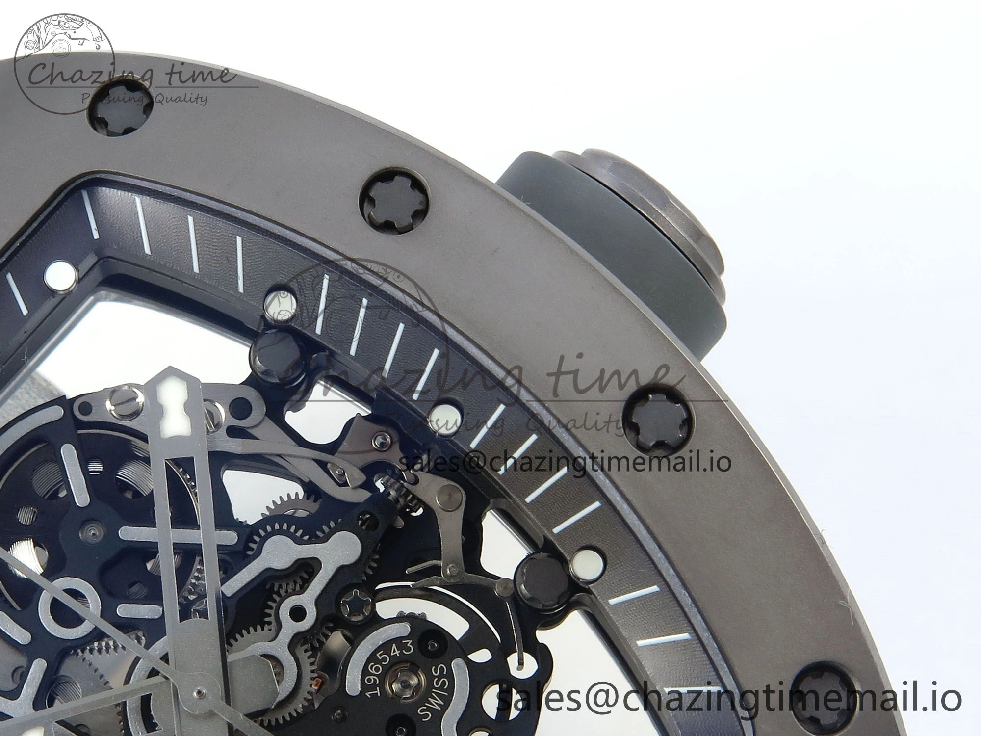 Sleek RM055 Gray Ceramic ZF 1:1 Best Edition on Gray Shark Rubber Strap RMUL2 Super Clone 9185