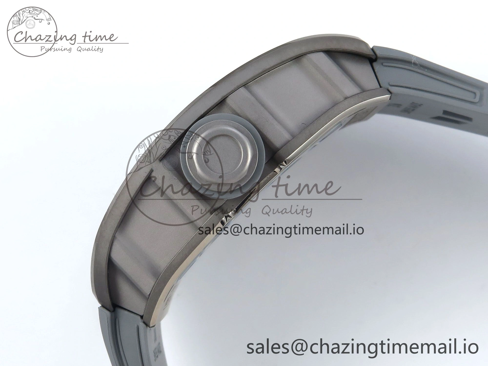 Sleek RM055 Gray Ceramic ZF 1:1 Best Edition on Gray Shark Rubber Strap RMUL2 Super Clone 9185