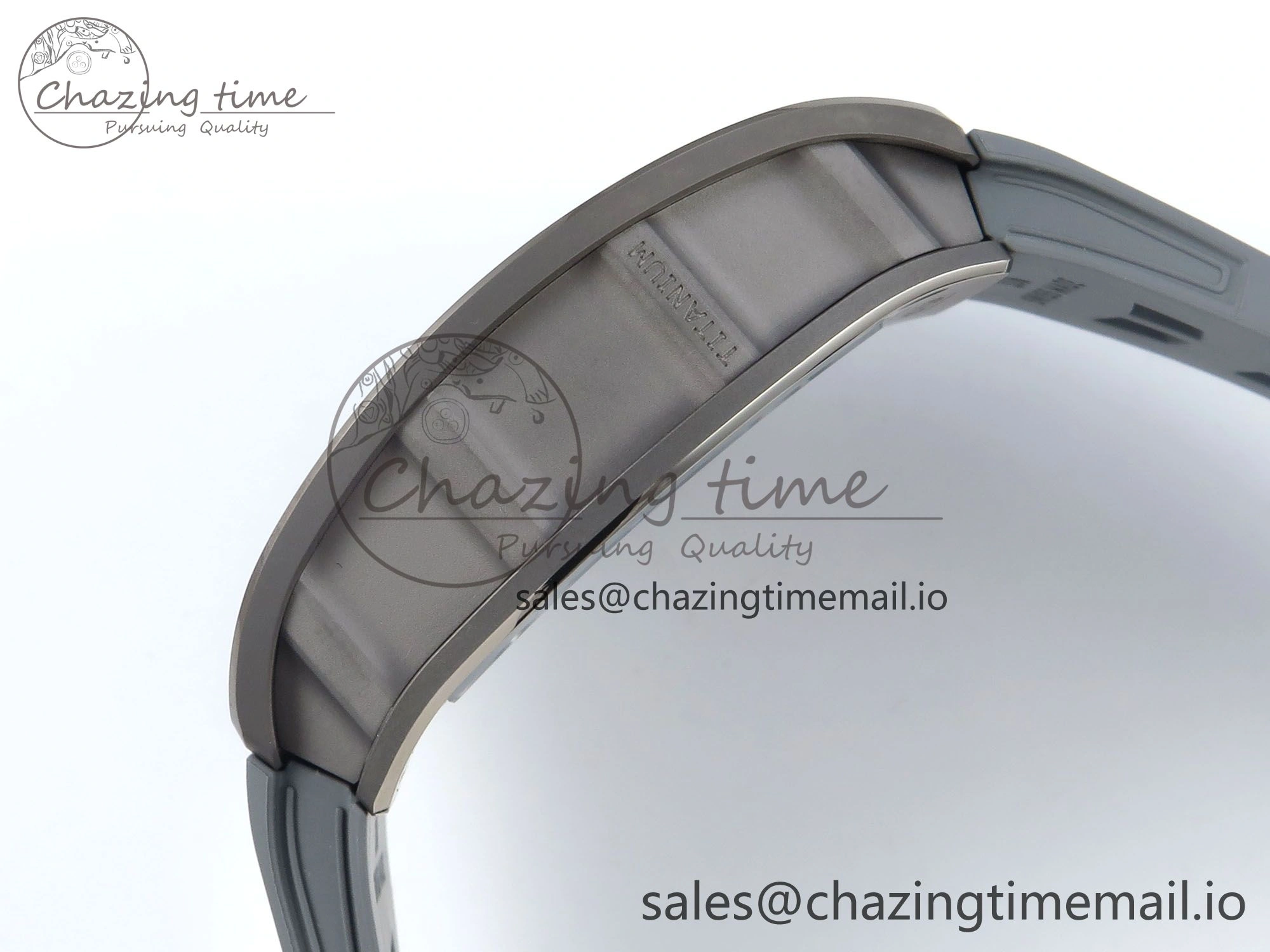 Sleek RM055 Gray Ceramic ZF 1:1 Best Edition on Gray Shark Rubber Strap RMUL2 Super Clone 9185