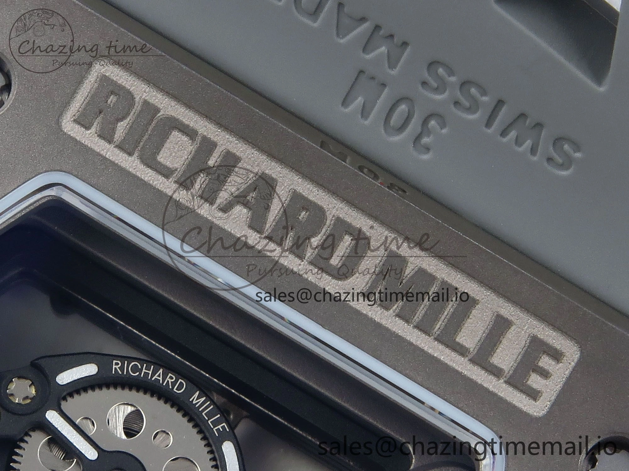 Sleek RM055 Gray Ceramic ZF 1:1 Best Edition on Gray Shark Rubber Strap RMUL2 Super Clone 9185