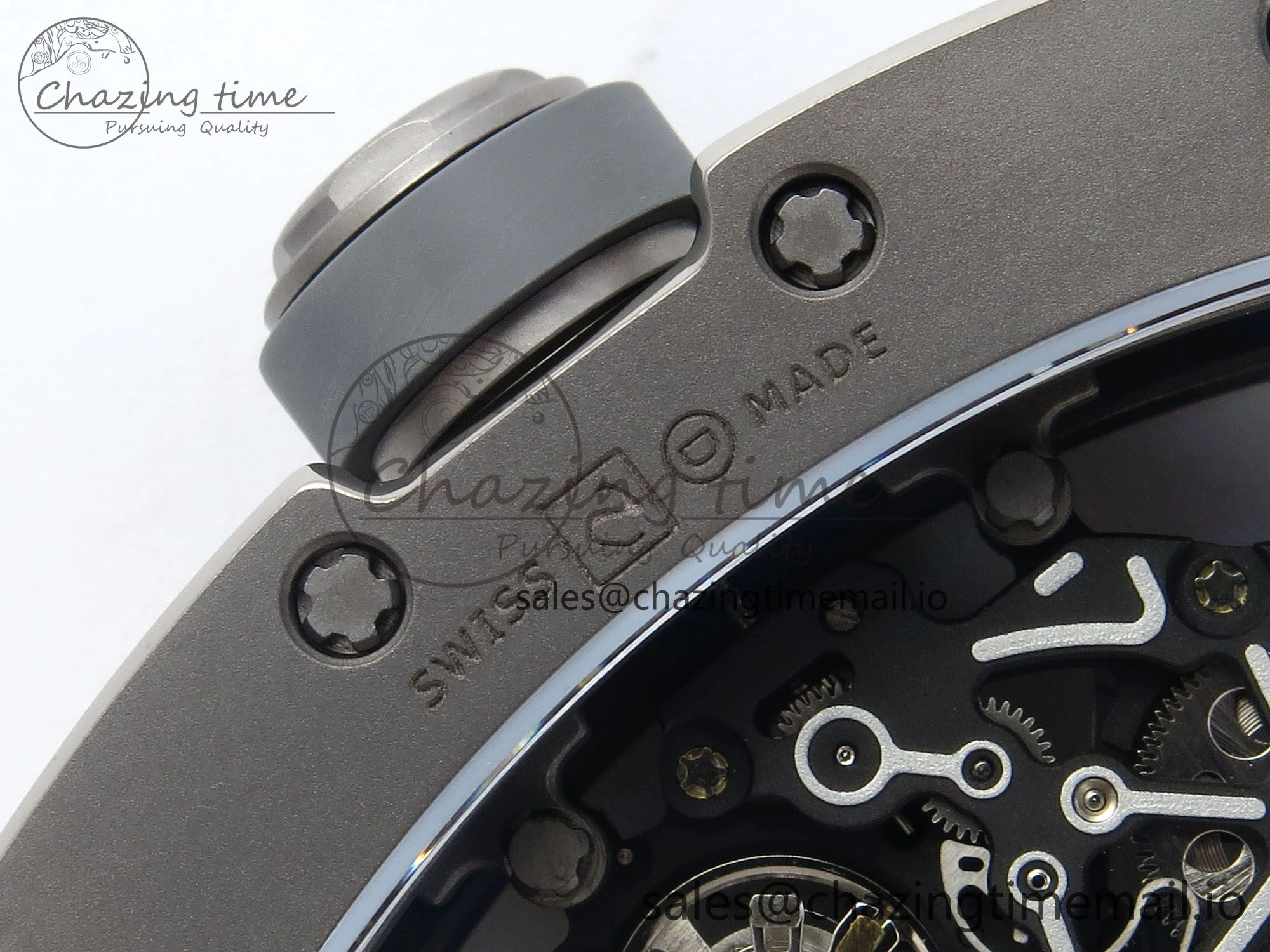 Sleek RM055 Gray Ceramic ZF 1:1 Best Edition on Gray Shark Rubber Strap RMUL2 Super Clone 9185