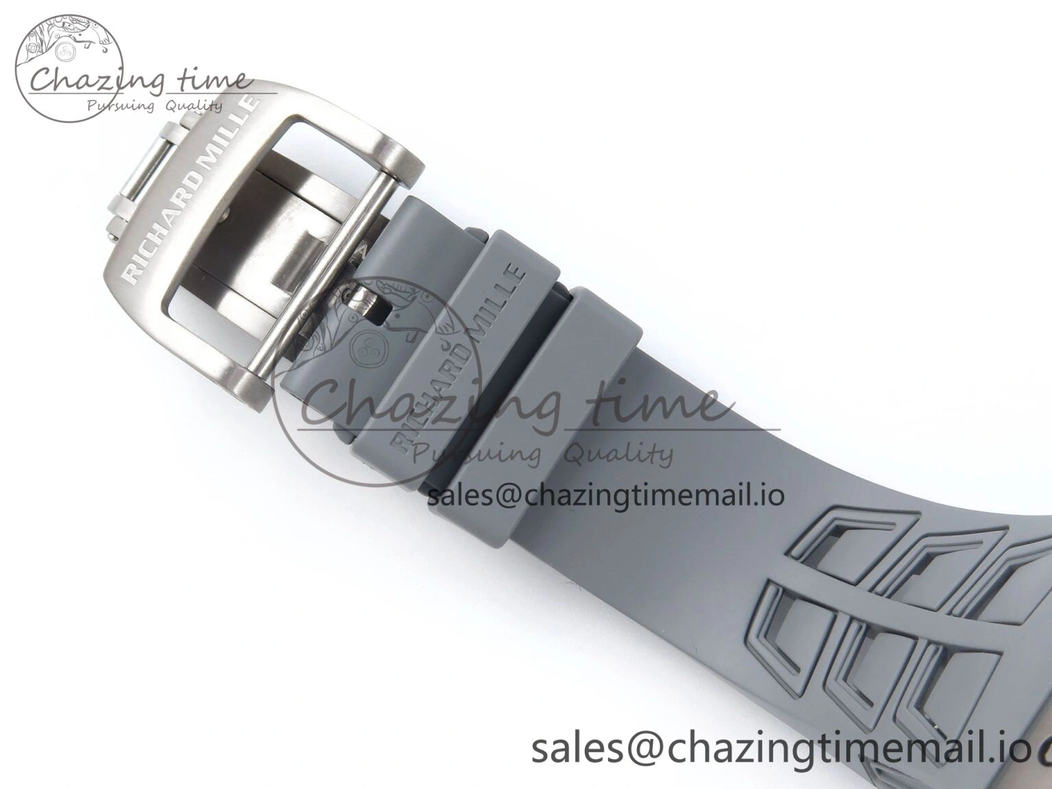 Sleek RM055 Gray Ceramic ZF 1:1 Best Edition on Gray Shark Rubber Strap RMUL2 Super Clone 9185