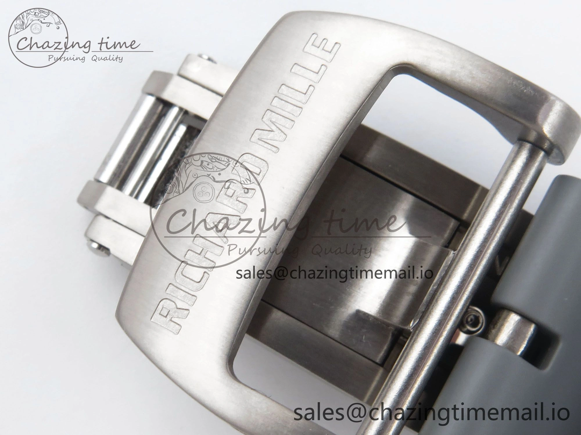 Sleek RM055 Gray Ceramic ZF 1:1 Best Edition on Gray Shark Rubber Strap RMUL2 Super Clone 9185