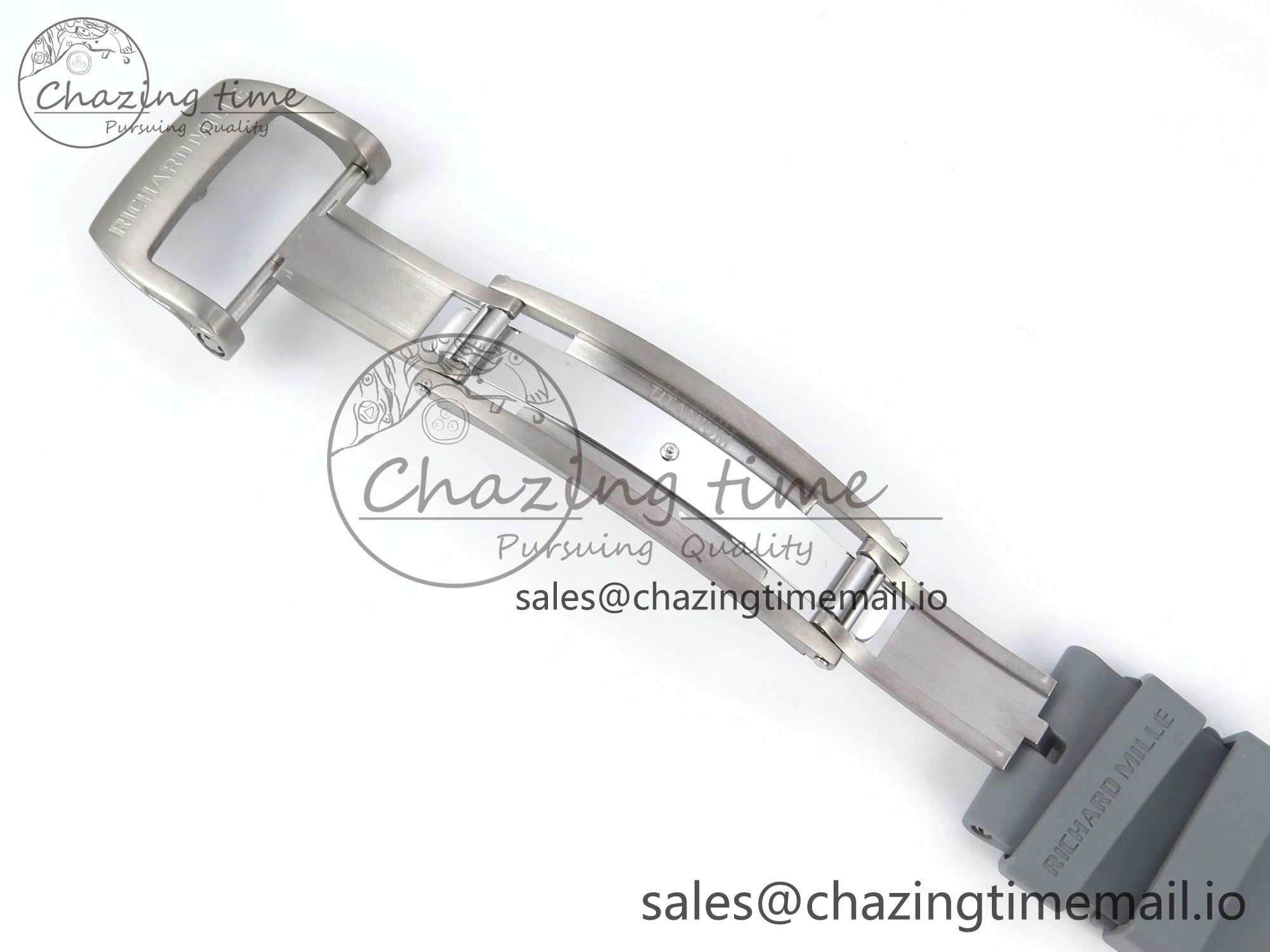 Sleek RM055 Gray Ceramic ZF 1:1 Best Edition on Gray Shark Rubber Strap RMUL2 Super Clone 9185