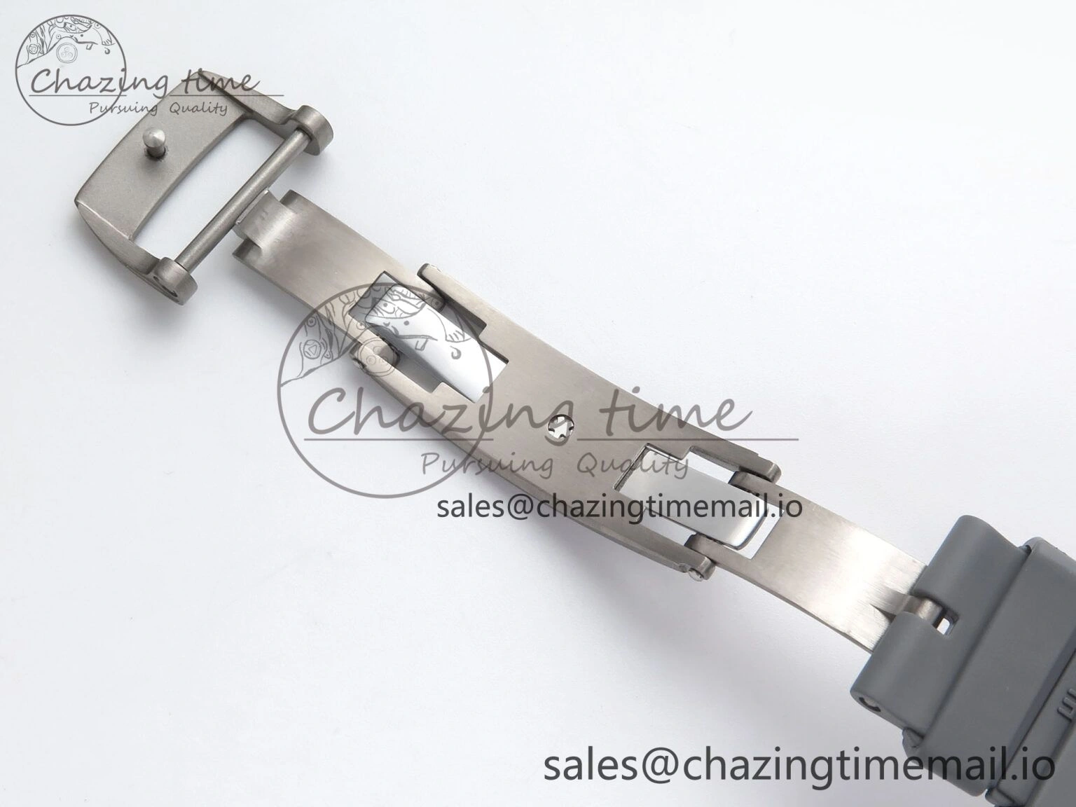 Sleek RM055 Gray Ceramic ZF 1:1 Best Edition on Gray Shark Rubber Strap RMUL2 Super Clone 9185