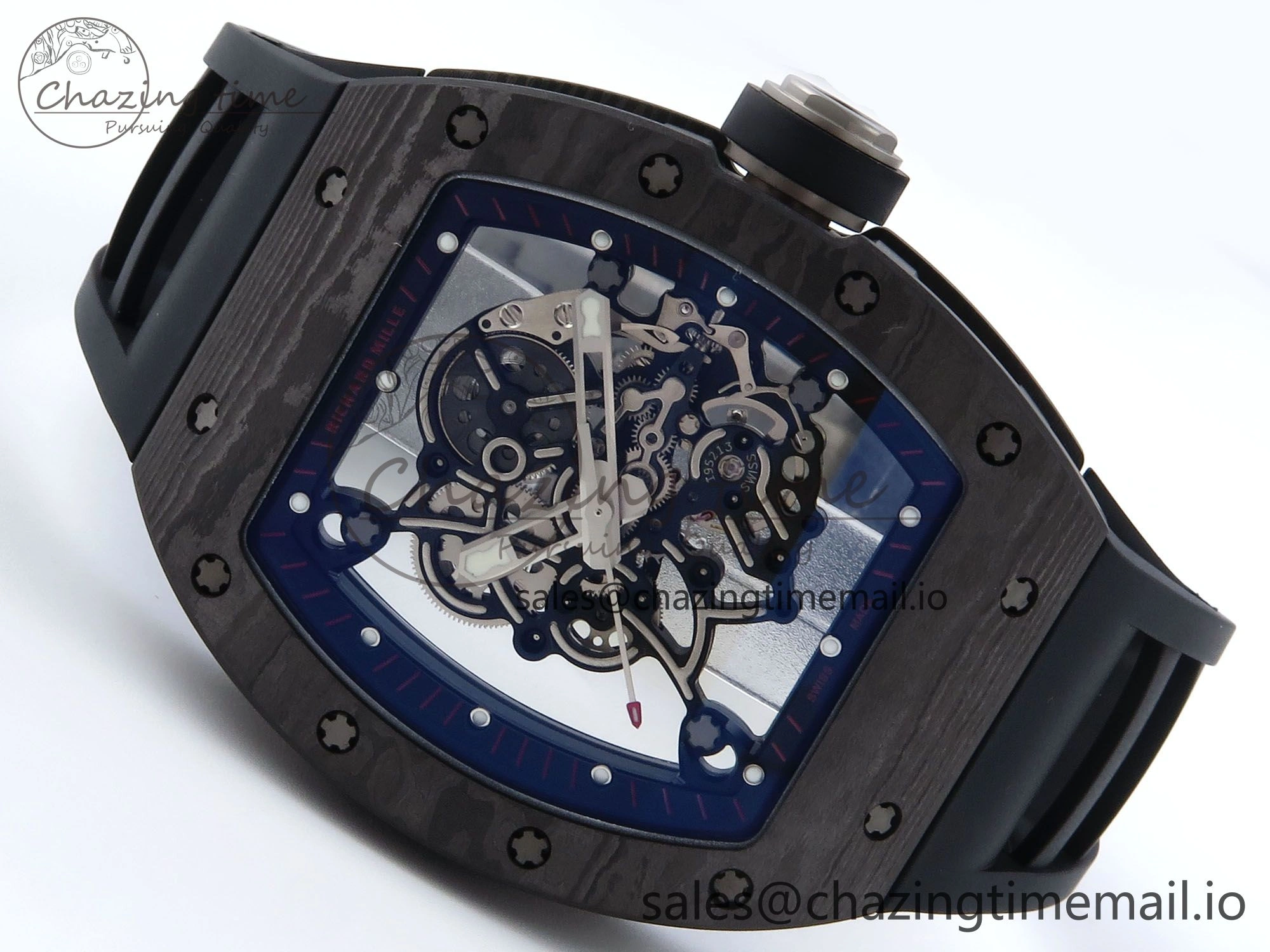 Sophisticated RM055 NTPT APSF 1:1 Best Edition Black Bezel Black Crown on Rubber Strap RMUL2 Super Clone 9238