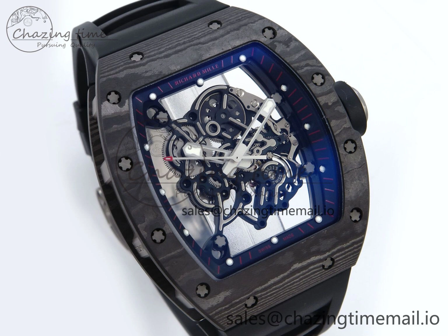 Sophisticated RM055 NTPT APSF 1:1 Best Edition Black Bezel Black Crown on Rubber Strap RMUL2 Super Clone 9238