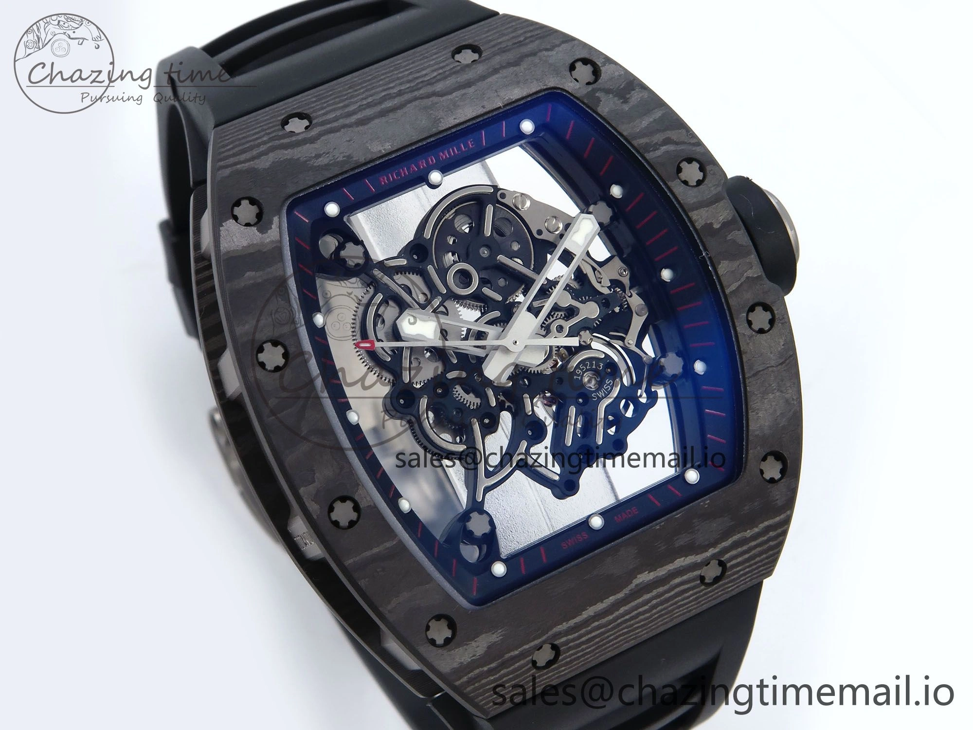 Sophisticated RM055 NTPT APSF 1:1 Best Edition Black Bezel Black Crown on Rubber Strap RMUL2 Super Clone 9238